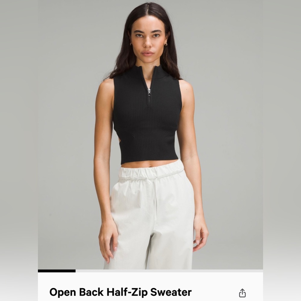 lululemon athletica Black Open Back Half-Zip Sweater